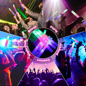 50/100Pcs LED <strong>Glow</strong> <strong>Sticks</strong> Bulk Colorful RGB Foam <strong>Stick</strong> Cheer Tube Dark Light Xmas Birthday Wedding Music Concert Party Supplies - Product Image 2