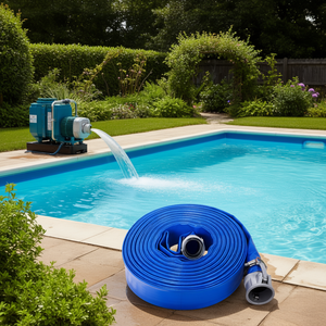Tuyau plat D0100HRI6TX 2 pouces x 100 pieds en PVC durable pour piscine, pour le lavage à contre-courant, le drainage et le pompage - Product Image 2