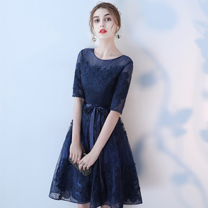 Evening Gown O-Neck A-Line Chiffon Dress With 3D Patterns For Banquet Party Hosts Spring - Product Image 1