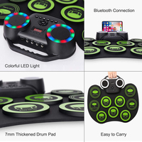 Hot Sale Digital Musical Instrument Kids Great Holiday Birthday Gift Dual Speakers 9 Pads Electronic Drum Set Roll-up Drum Pad