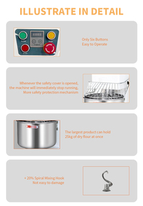 Máy trộn bột mì tự động công nghiệp KNHJ30 30L, máy trộn bột xoắn ốc cho trang trại, máy trộn bột 12kg, 25kg, 50kg, 75kg làm bánh mì - Product Image 4