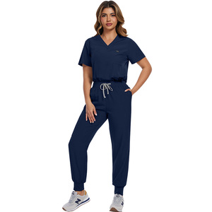 Tenues médicales unisexes en tissu polyester Dobby à séchage rapide, hauts de blouse à manches courtes, ensembles deux pièces pour infirmières dentaires, médecins et personnel hospitalier - Product Image 3