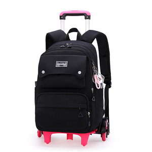 Sac à dos étudiant grande capacité léger et imperméable avec barre de traction à six roues pour élèves du primaire - Product Image 4