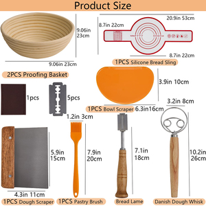 Banneton Bread Proofing Basket Kit Sourdough Bread Baking Supplies with Dough Whisk Linen <b>Liner</b> Dough Scraper Bread Lame - Product Image 6