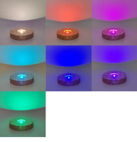 Support d'affichage en bois rond de 8cm et 10cm avec lumières de couleur tactile LED Matériau ABS pour boules de résine de verre cristal Alimenté par batterie
