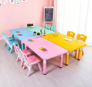 Tables et chaises de maternelle, table pour enfants, table de jeu en plastique pour bébé, table rectangulaire réglable, mobilier de maternelle - Product Image 1