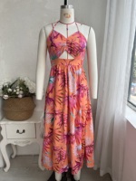 Robe de plage bohème pour femmes, Sexy, col en v profond, imprimé Floral, grand ourlet, Maxi, robe de soirée pour dames, été
