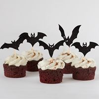 Fabrikpreis Schwarze Fledermaus Cupcake-Topper Halloween-Party-Dekoration Gruselige Kuchendekoration Fledermaus-Thema Geburtstagsdeko