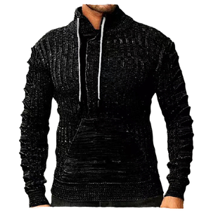 Edoor Wears Men's Fall Winter Solid O-Neck Fleece Collared Knit <b>Sweater</b>-Eco-friendly Loose Fit <b>Plus</b> <b>Size</b> Flare Sleeve Pullover - Product Image 1