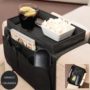 Polyester Storage Bag Multi Pocket <b>Sofa</b> Tray Armrest Tray Hanging Storage Bag with Pockets and Cup Holder Tray - Product Image 3