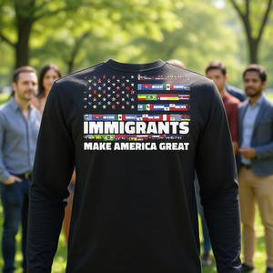 T-shirt à manches longues avec motif du drapeau américain pour les immigrants Make America Great - Product Image 3