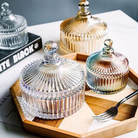Pot de conservation alimentaire en verre transparent rond pressé à la machine, style français, écologique, fait main, avec couvercle amovible pour usage domestique