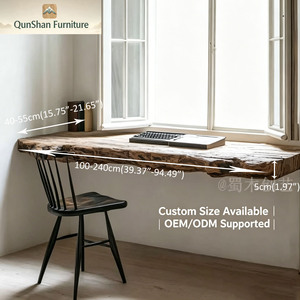 Estantería Flotante de Madera Maciza con Borde Natural, Hecha a Mano, con Almacenamiento, Mueble de Madera Natural para Oficina en Casa o Estudio - Product Image 6
