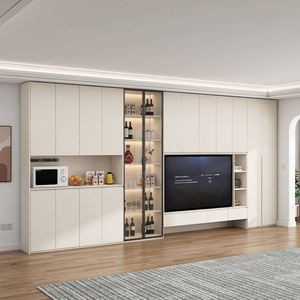 Modern Minimalist <b>TV</b> Background <b>Wall</b> Cabinet Wooden Stand With Marble for Living Room & Hospital Home Furniture - Product Image 1