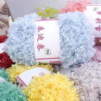 Fil de fourrure bouclé en polyester 100 % épais et moelleux pour tricot à la main de pulls et de chaussures pour bébés, haute ténacité, motif teint pour poupées