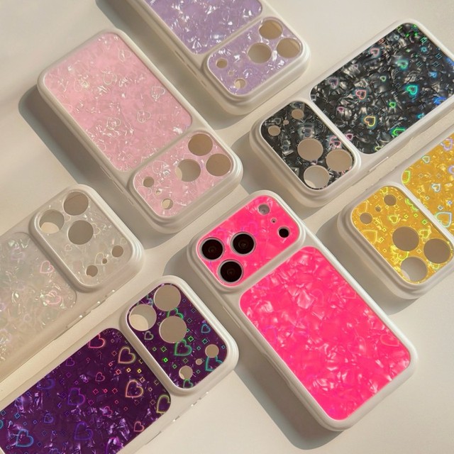 Fashion Shell pattern Laser glitter love Mobile phone case for iPhone 17 16 15 14 pro max IMD Colorful shimmering cover back