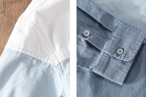 <span class=keywords><strong>Chemise</strong></span> RNSHANGER à patchwork contrasté pour homme, en coton, manches longues, printemps automne, style rétro <span class=keywords><strong>cargo</strong></span> décontracté <span class=keywords><strong>avec</strong></span> poches - Product Image 6