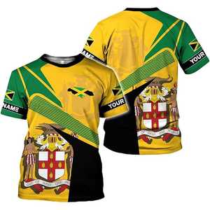 T-shirt décontracté en polyester pour homme à manches courtes, style drapeau et carte de la Jamaïque 2026, à rayures diagonales multiples, idéal pour l'été - Product Image 3