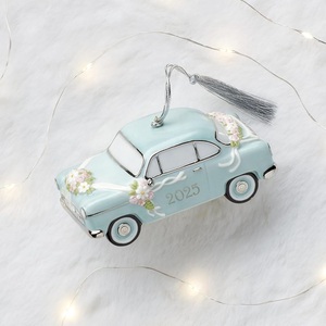 Decorazione Natalizia Vintage <span class=keywords><strong>Auto</strong></span> 'Just Married' con Accenti Argentati, Ornamento Invernale - Product Image 4