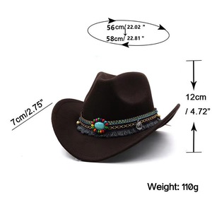 Sombrero Clásico de Fieltro de Ala Ancha de 54 cm para Niños, Color Sólido, Estilo Vaquero/Jazz, para Fiestas, Pesca, Casual, para Niños y Adultos, 60 cm - Product Image 5