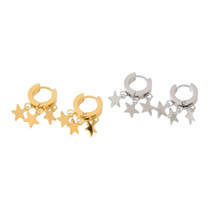 Boucles d'oreilles Angelina avec breloques étoiles or et argent 6 mm Bijoux tendance unisexes - Product Image 4