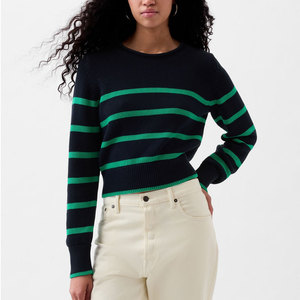 Customized Long Sleeve Oversize Loose Stripe Pullover Sweater Knitted <strong>Jumper</strong> Ladies Pullover Striped Sweater - Product Image 3