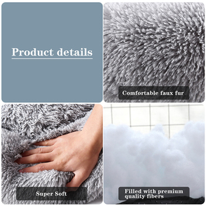 Заводская мягкая удобная Успокаивающая кровать для собак теплая круглая пушистая кровать для маленьких средних собак и кошек плюшевая кровать для собак - Product Image 3