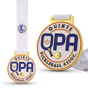 Medaglia Sportiva Personalizzata Professionale per Pickleball in Lega di Zinco con Rilievo 3D e Smalto Placcato Oro, Premio Ricordo Torneo Canada - Product Image 1