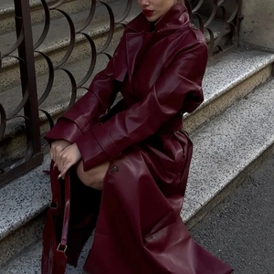 Un nuovo <span class=keywords><strong>Trench</strong></span> lungo autunno e inverno da <span class=keywords><strong>donna</strong></span> alla moda e alla moda con risvolto e cintura - Product Image 2