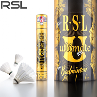 Volants de badminton RSL Asian Lion Dragon authentiques, résistants, pour la compétition, en plumes d'oie naturelles, avec base en liège, lot de 12