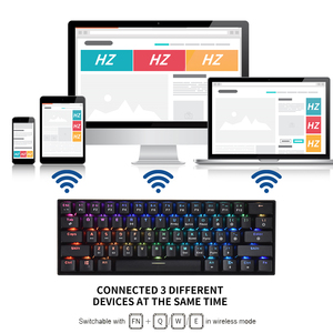HZGAMER <span class=keywords><strong>Clavier</strong></span> mécanique de jeu BT 61 touches <span class=keywords><strong>Clavier</strong></span> de jeu portable <span class=keywords><strong>sans</strong></span> <span class=keywords><strong>fil</strong></span> RVB LED - Product Image 3