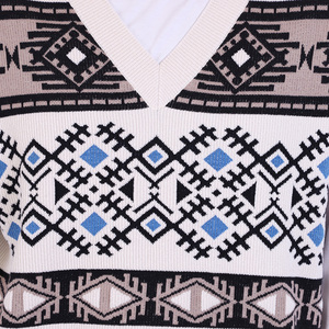 Suéter con logotipo personalizado para hombre, chaleco con patrón de Jacquard, prendas de punto sin mangas con cuello en V, Top de punto, suéter de punto de primavera, Chaleco de punto, suéter para hombre - Product Image 4