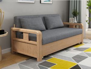 Canapé-<span class=keywords><strong>lit</strong></span> en bois massif assis et endormi en tissu à double usage pliant et rétractable canapé-<span class=keywords><strong>lit</strong></span> multifonctionnel pour salon - Product Image 5