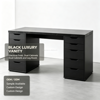 YIFAN Coiffeuse moderne avec plateau blanc/bleu/chêne, bureau Lagkapten/Alex avec grand rangement et nombreux tiroirs, très pratique