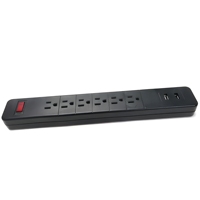 Multiprise 6 prises avec protection contre les surtensions, 2 ports USB, interrupteur de protection contre les surcharges, rallonge PDU, prise de courant de bureau