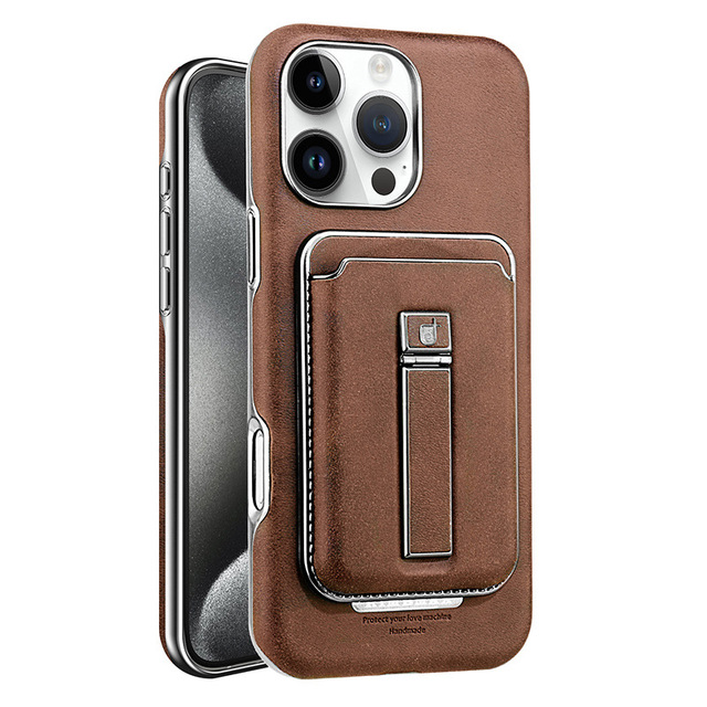 Luxury Retro Leather Phone Case for iPhone 16 for Samsung S25 Magnetic Kickstand Card Holder Slot Cover Wallet Case