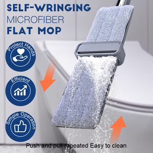 OKKiHOME Serpillère plate auto-essorage extra large de 17 pouces avec <span class=keywords><strong>lame</strong></span> de raclette en acier intégrée, mains libres, taux de <span class=keywords><strong>d</strong></span>éshydratation de 80 à 90 %, extensible - Product Image 6