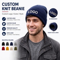 Gorros de Punto Personalizados de Lujo con Bordado, 100% Acrílico, Cálidos para Invierno, Estilo Casual, con Puño, Gorro de Punto con Logotipo Personalizado, Unisex