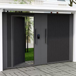 <span class=keywords><strong>Portail</strong></span> de cour en aluminium personnalisable avec finition noire thermolaquée <span class=keywords><strong>et</strong></span> porte d'accès piétonne intégrée pour villa - Product Image 3