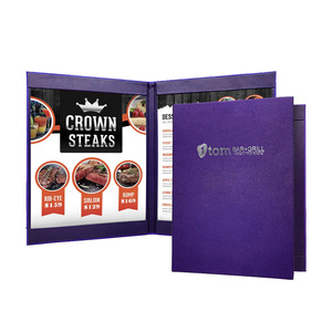 Carpeta de Menú de Cuero Sintético Morado de Alta Calidad, Portamenús A4, Cubierta de Menú de Doble Página, Cuero para Restaurante, Hotel, Bares - Product Image 2