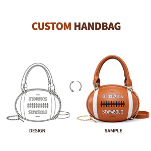 Sac à main bandoulière fantaisie en cuir PU, motif personnalisé OEM ODM, style streetwear, forme ballon de rugby, sportif Y2K - Product Image 2