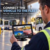 Système de caméra de recul pour camion à 4 ou 8 canaux avec moniteur à écran partagé, DVR mobile pour flotte de bus scolaires, caméra latérale arrière de cabine IP69K