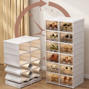 Không Có Lắp Ráp Giày Tổ Chức Giá Tất Cả-Trong Một Có Thể Gập Lại <span class=keywords><strong>Stackable</strong></span> Rõ Ràng Nhựa Giày Lưu Trữ Hộp Khởi Động Sneaker Container Thùng Chủ - Product Image 4