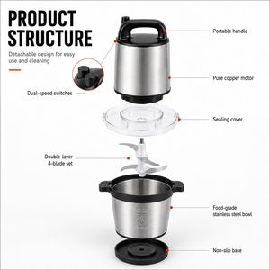 Licuadora para Fufu de 6L y 8L, Máquina para Hacer Fufu, Picadora de Carne Eléctrica Multifuncional de Acero Inoxidable - Product Image 6