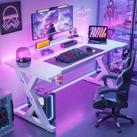 Bureau d'angle moderne pour ordinateur, table de jeu avec LED