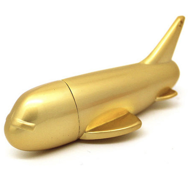 Custom logo Metal Airplane USB Flash Drive in Gold 2.0 16GB 32GB 8GB