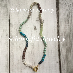 NS23101911Customize Fermoirs en métal plaqué or Candy Small Natural Knotted Gemstone Stone Bead Women Designs Jewelry Chunky Choke - Product Image 1