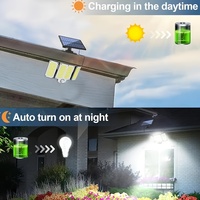 280 lampes solaires LED d'extérieur avec détecteur de mouvement, télécommande, 3 modes - Projecteur solaire à 3 têtes pour cour, garage, véranda, rue
