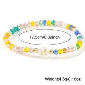Bracciale Resoul personalizzato con perline di cristallo sfaccettate colorate, ciondolo con iniziale placcato oro, regalo <span class=keywords><strong>per</strong></span> donne e ragazze - Product Image 4