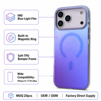 Étui de protection holographique dégradé IMD pour iPhone 15 Pro Max, compatible avec la charge sans fil, bicolore, translucide, coins renforcés, OEM ODM